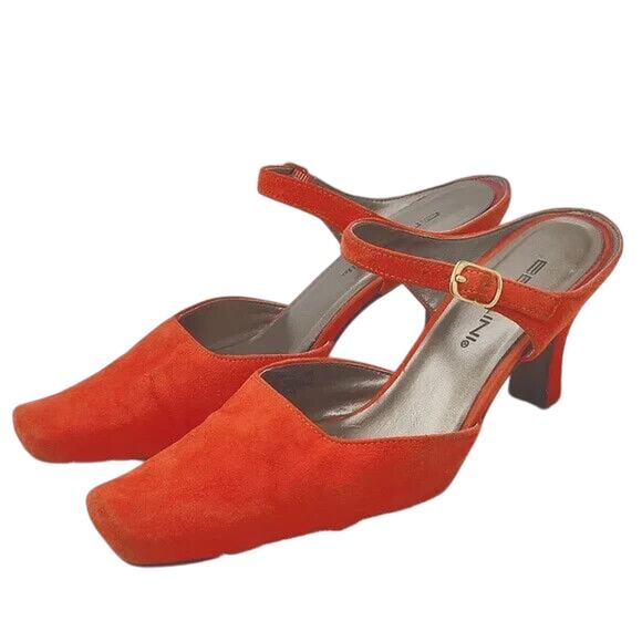 Vintage Y2K Orange Suede Mule Sz 8 - Picture 1 of 8
